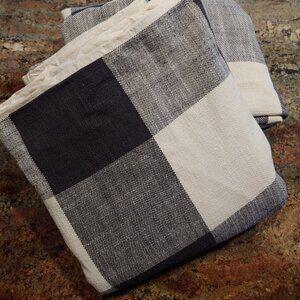 Pottery Barn Bryce Buffalo Check Gray Tan Cotton Duvet Cover 86x86